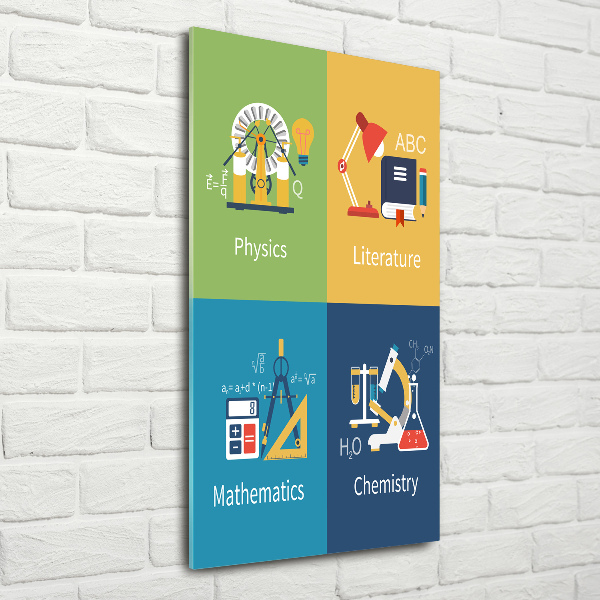 Quadro stampa su vetro verticale Materie scolastiche