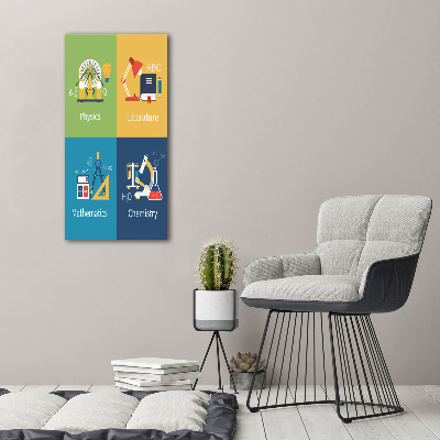 Quadro stampa su vetro verticale Materie scolastiche