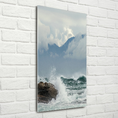 Quadro di vetro verticale Mare agitato