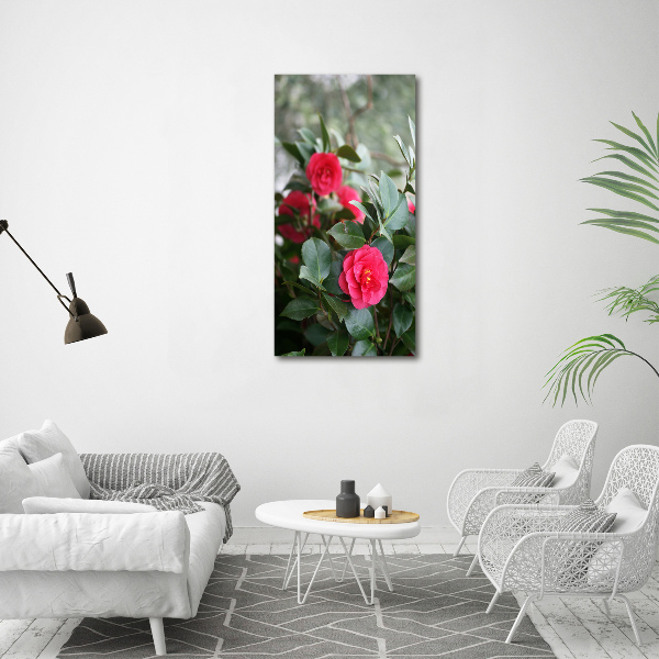 Quadro vetro verticale Camelia