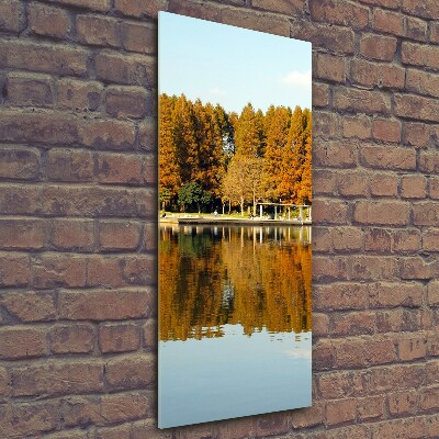 Quadro stampa su vetro verticale Parco in autunno