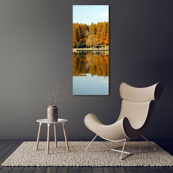 Quadro stampa su vetro verticale Parco in autunno