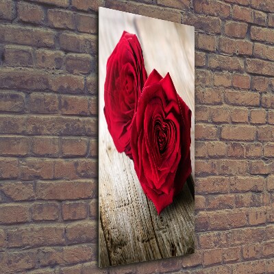 Quadro stampa su vetro verticale Rose rosse
