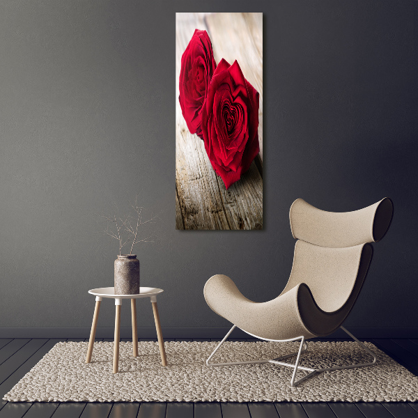 Quadro stampa su vetro verticale Rose rosse