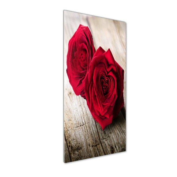 Quadro stampa su vetro verticale Rose rosse