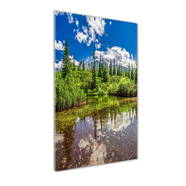 Quadro in vetro verticale Lago tra le montagne