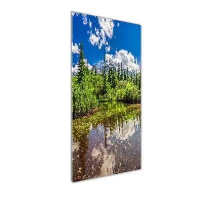 Quadro in vetro verticale Lago tra le montagne