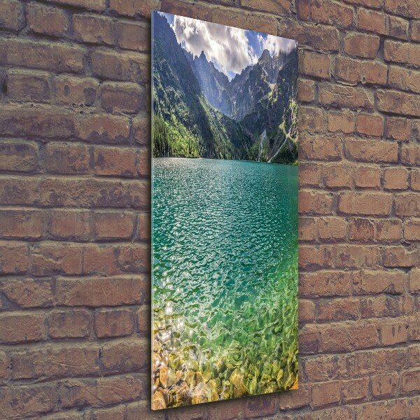 Quadro di vetro verticale Lago tra le montagne
