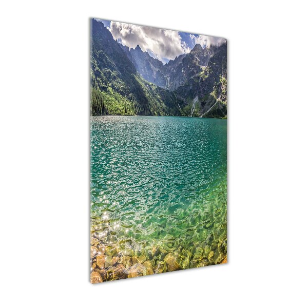 Quadro di vetro verticale Lago tra le montagne
