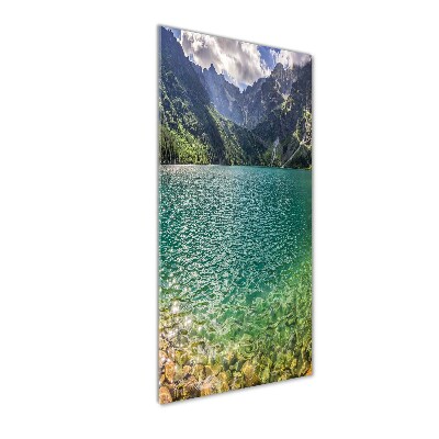 Quadro di vetro verticale Lago tra le montagne