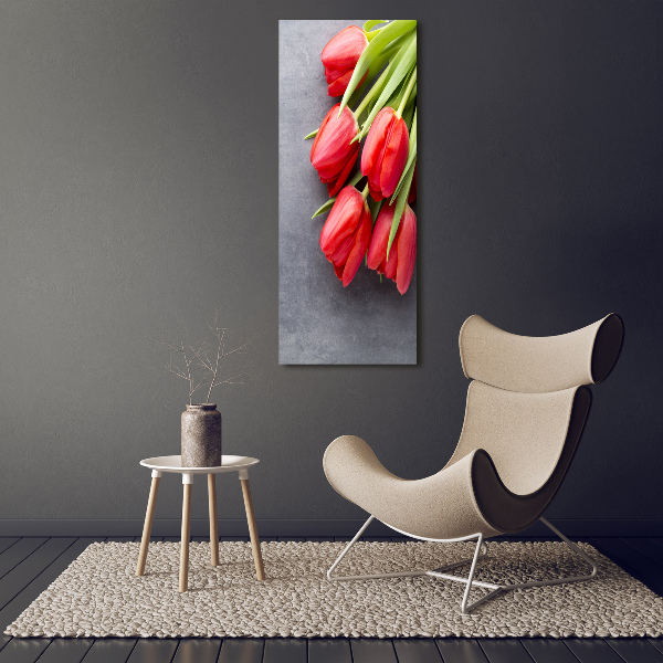 Quadro vetro verticale Fiore rosso