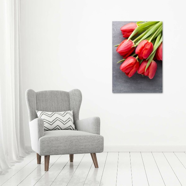 Quadro vetro verticale Fiore rosso