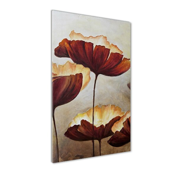 Quadro di vetro verticale Papaveri
