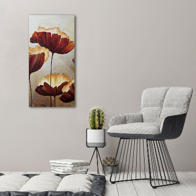 Quadro di vetro verticale Papaveri