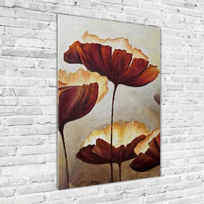 Quadro di vetro verticale Papaveri