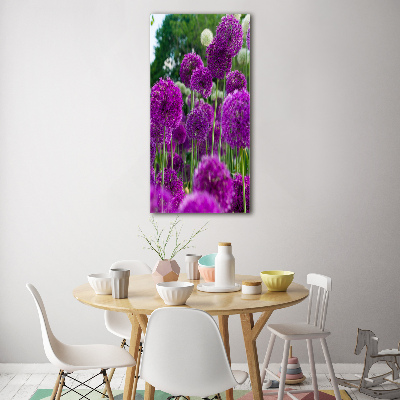 Quadro stampa su vetro verticale Fiori d'aglio