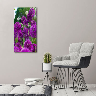 Quadro stampa su vetro verticale Fiori d'aglio