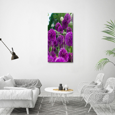 Quadro stampa su vetro verticale Fiori d'aglio