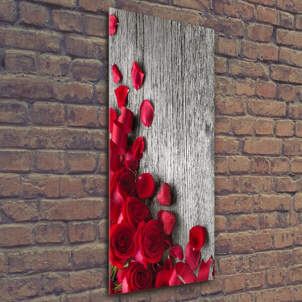 Quadro di vetro verticale Rose rosse