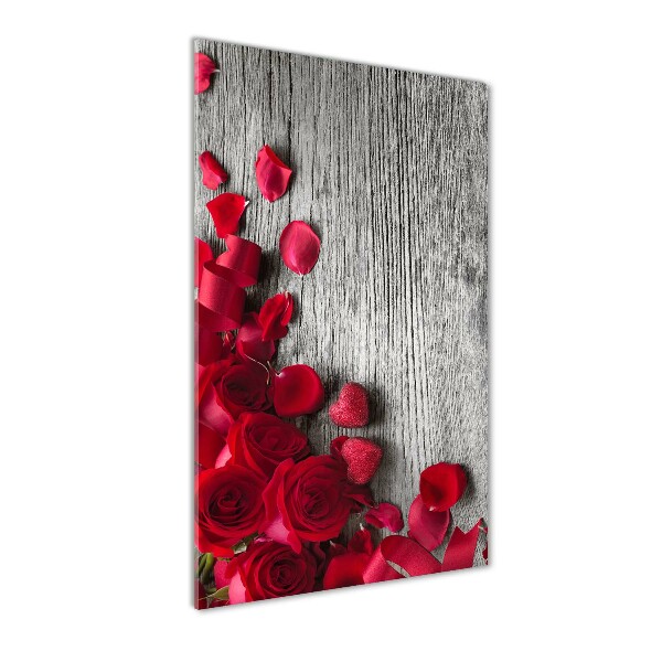 Quadro di vetro verticale Rose rosse