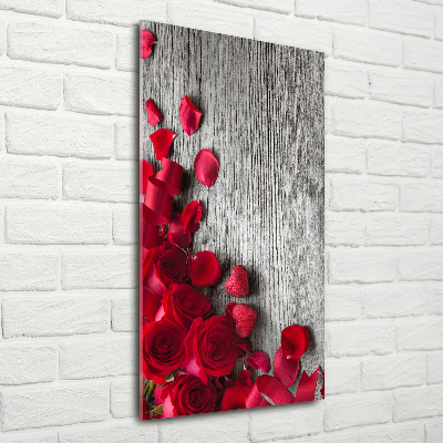 Quadro di vetro verticale Rose rosse