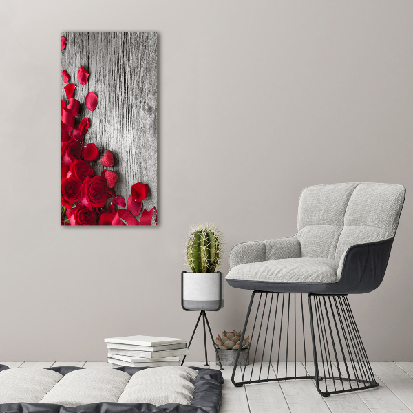 Quadro di vetro verticale Rose rosse