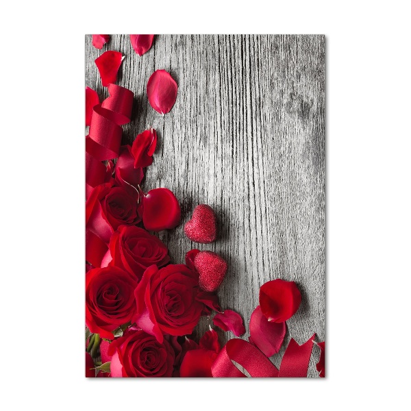 Quadro di vetro verticale Rose rosse