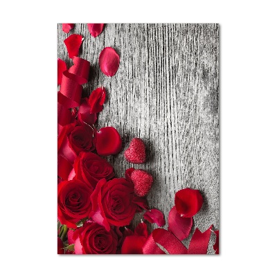 Quadro di vetro verticale Rose rosse