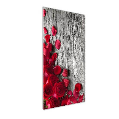 Quadro di vetro verticale Rose rosse