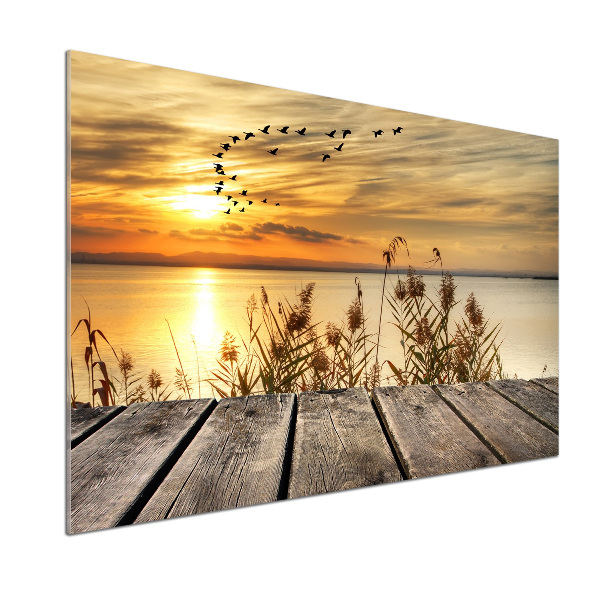 Pannello paraschizzi cucina con stampa raffigurante un molo sul lago