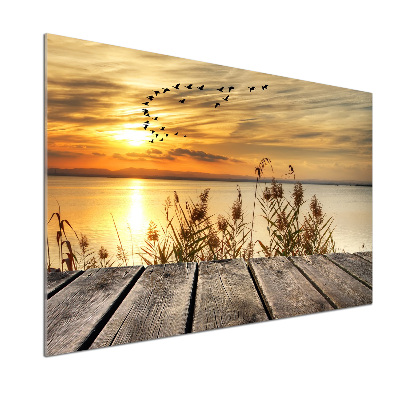 Pannello paraschizzi cucina con stampa raffigurante un molo sul lago