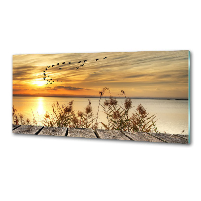 Pannello paraschizzi cucina con stampa raffigurante un molo sul lago