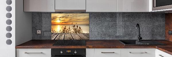 Pannello paraschizzi cucina con stampa raffigurante un molo sul lago