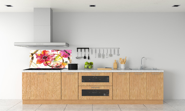 Rivestimento parete cucina con motivo floreale