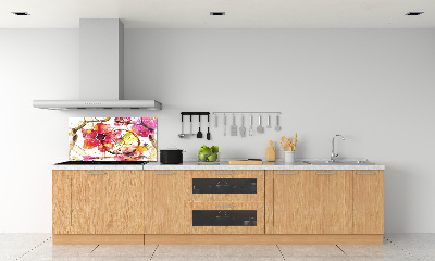 Rivestimento parete cucina con motivo floreale