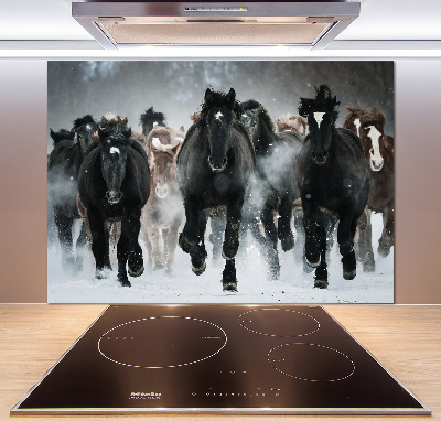 Pannello paraschizzi cucina con stampa di cavalli al galoppo