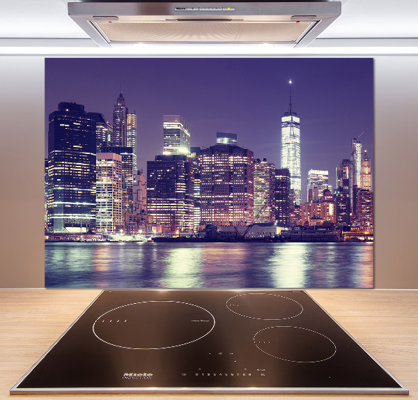 Pannello paraschizzi cucina con stampa che ritrae New York di notte