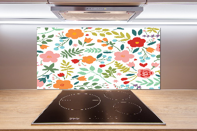 Rivestimento parete cucina con illustrazione di fiori