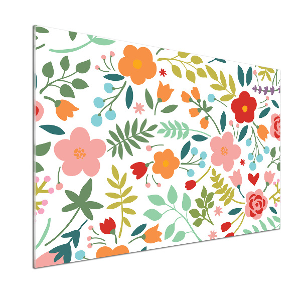 Rivestimento parete cucina con illustrazione di fiori