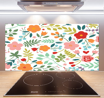 Rivestimento parete cucina con illustrazione di fiori