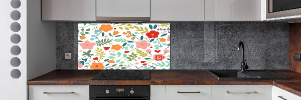 Rivestimento parete cucina con illustrazione di fiori