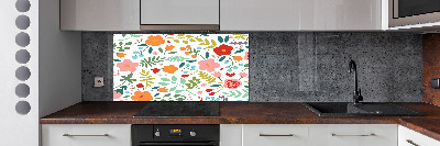 Rivestimento parete cucina con illustrazione di fiori