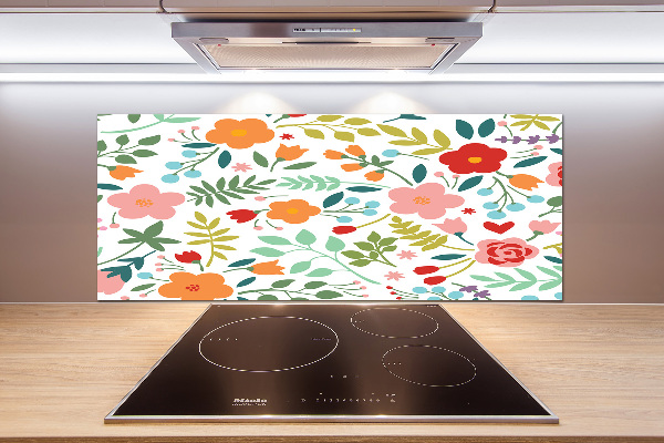 Rivestimento parete cucina con illustrazione di fiori