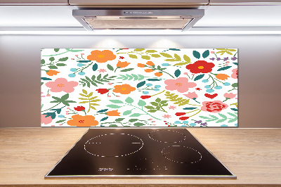 Rivestimento parete cucina con illustrazione di fiori
