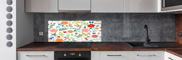 Rivestimento parete cucina con illustrazione di fiori