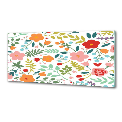 Rivestimento parete cucina con illustrazione di fiori