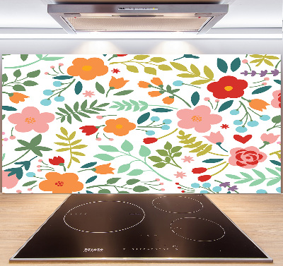 Rivestimento parete cucina con illustrazione di fiori