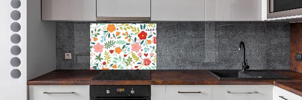 Rivestimento parete cucina con illustrazione di fiori