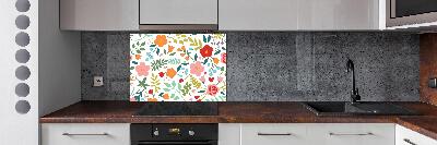 Rivestimento parete cucina con illustrazione di fiori
