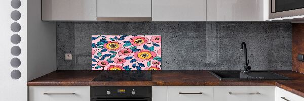 Pannello retrocucina con motivo di fiori rosa
